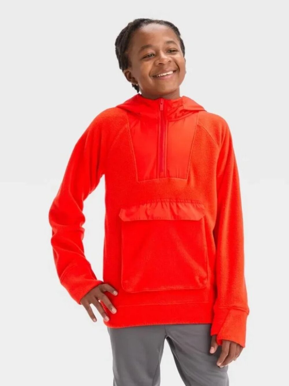 NWT! Boys Athletic Microfleece Hoodie - All In Motion, Red/Orange